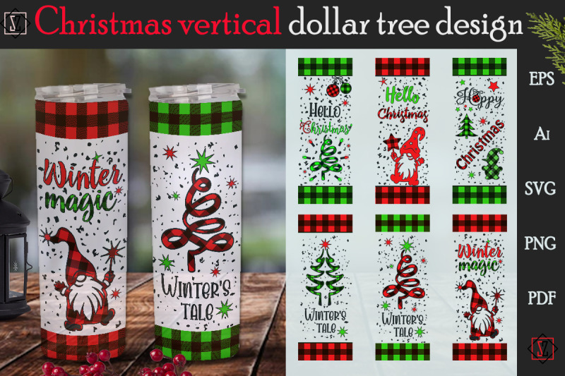 bundle-of-christmas-vertical-dollar-tree-in-a-plaid-vector-svg