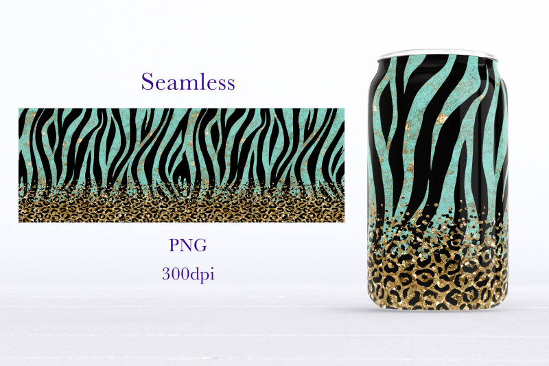 zebra-animal-print-glass-can-wrap-glitter-sublimation-png