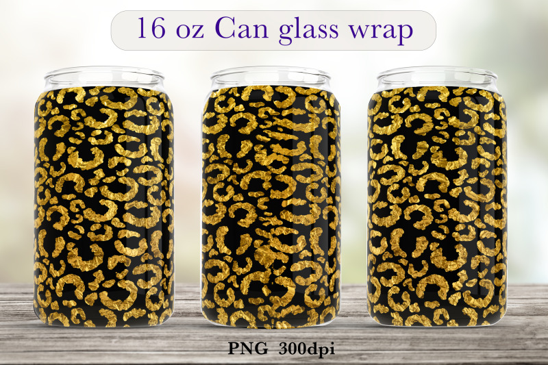 leopard-print-glass-can-wrap-gold-glitter-sublimation-png