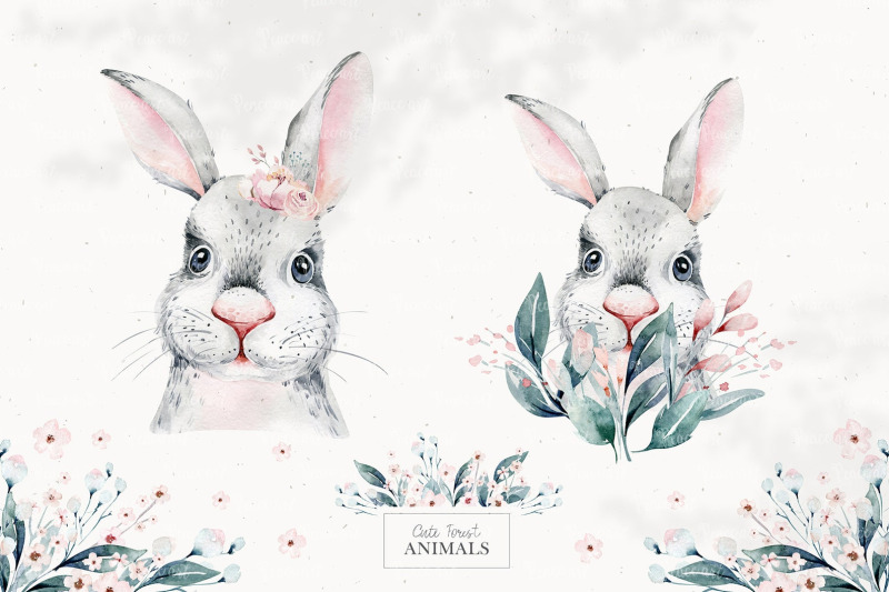 watercolor-baby-bunny-woodland-portrait-clipart-digital-bunnies-png