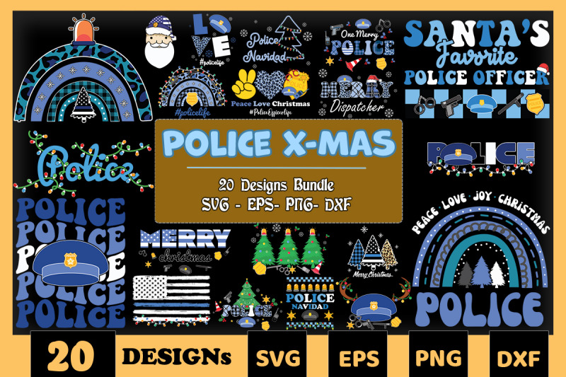 police-christmas-bundle-svg-20-designs