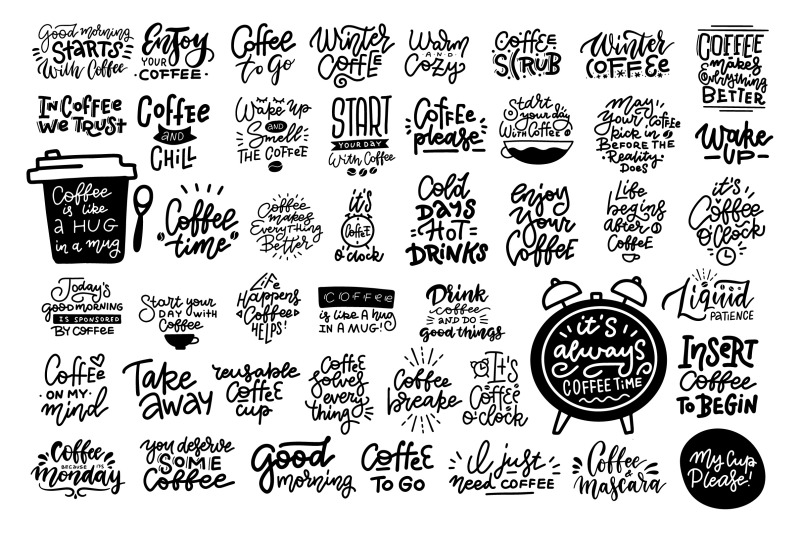 coffee-lettering-amp-clipart-collection