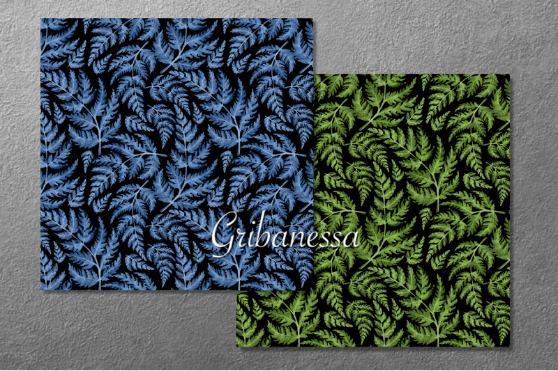 leaves-on-black-background-seamless-patterns