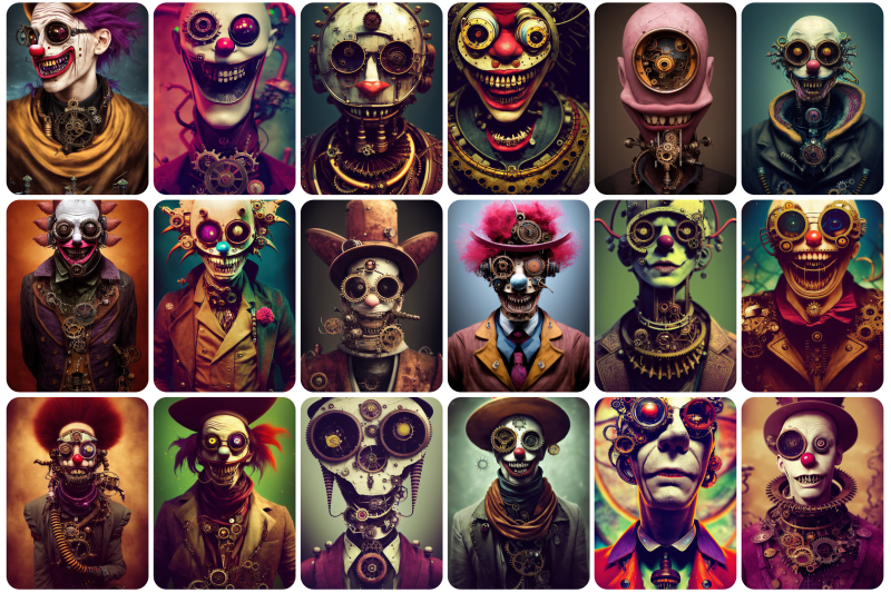 200-steampunk-characters-with-evil-clowns-and-skulls