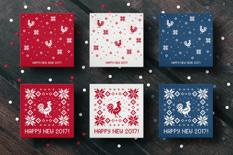 set-of-rooster-new-year-cards