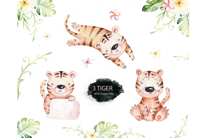 watercolor-tiger-animals-tropic-clipart-digital-kids-baby-tiger-poster