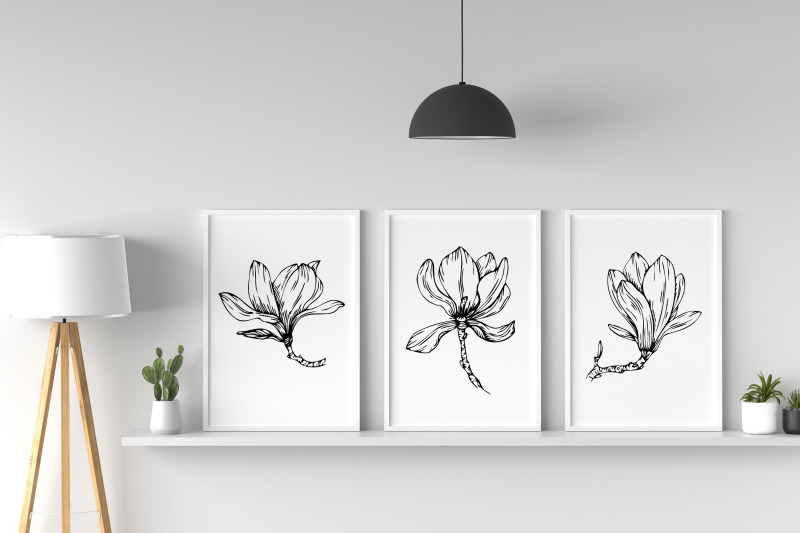 magnolia-flowers-line-art-svg