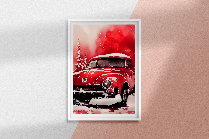 christmas-red-car-watercolor-background-bundle