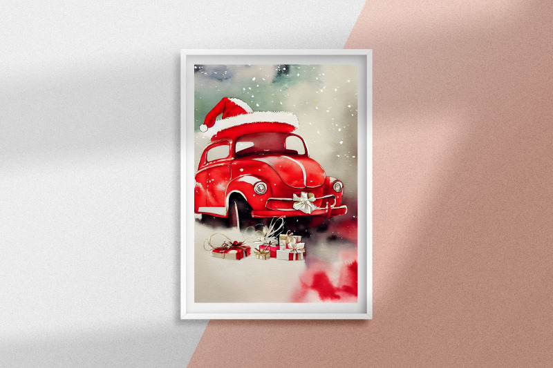 christmas-red-car-watercolor-background-bundle