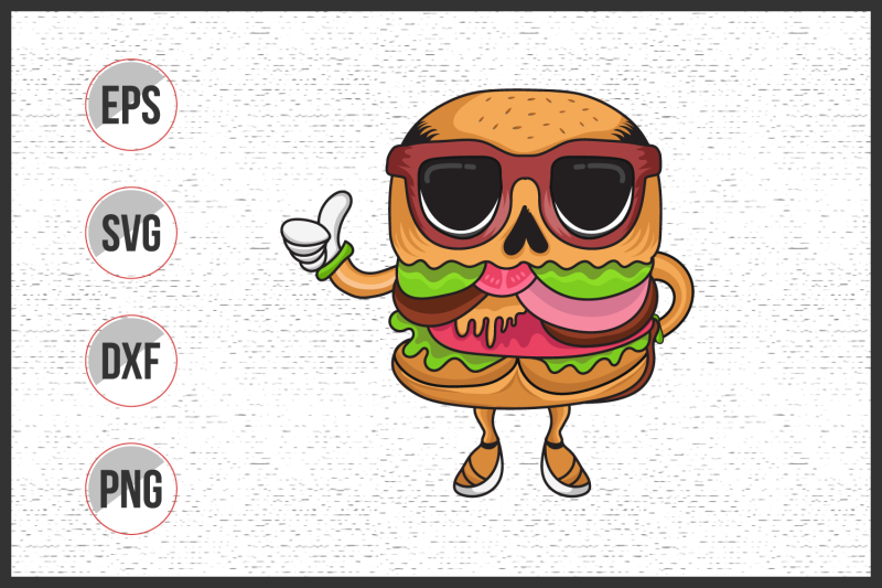 carton-burger-with-sunglass-vector