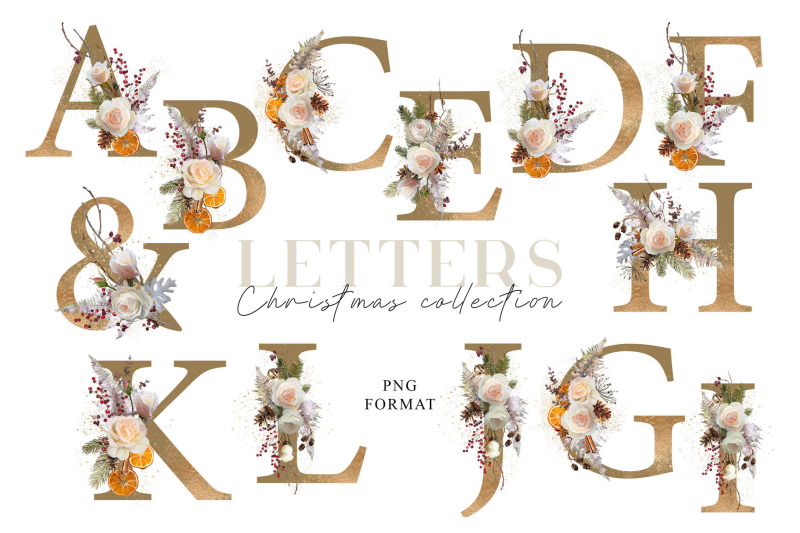 floral-clipart-letters-christmas-text-png