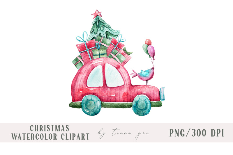 watercolor-christmas-car-with-gift-boxes-sublimation