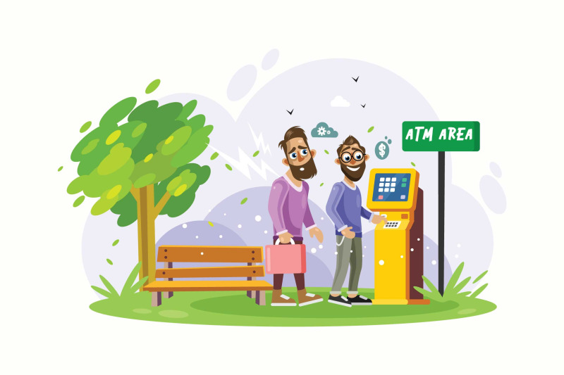 queue-at-atm-area-vector-illustration