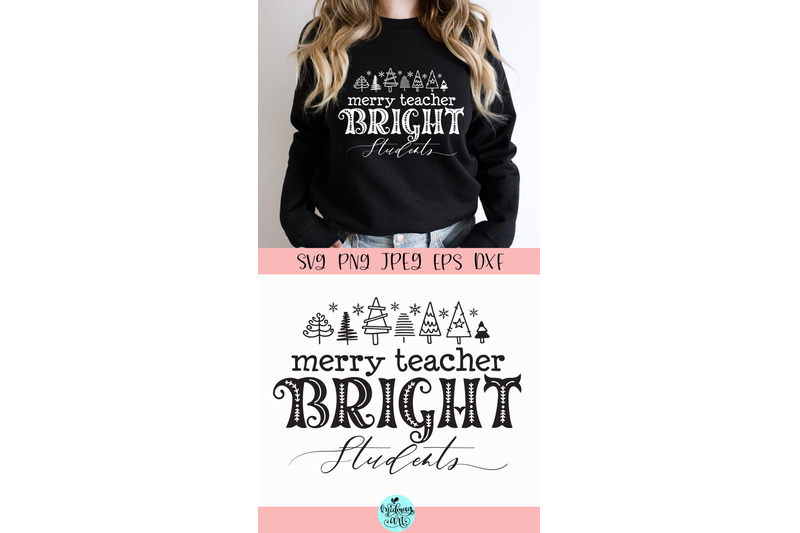 Merry teacher bright students svg, christmas cut file By Midmagart