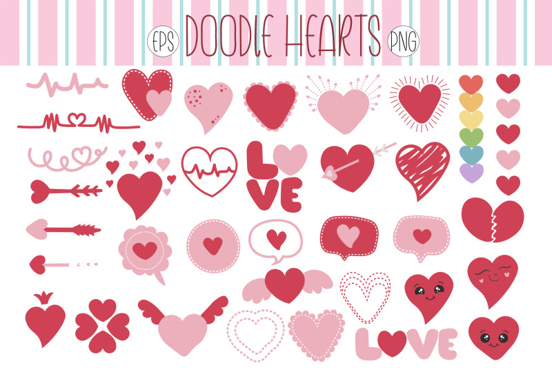 doodle-hearts-set-vector-clipart