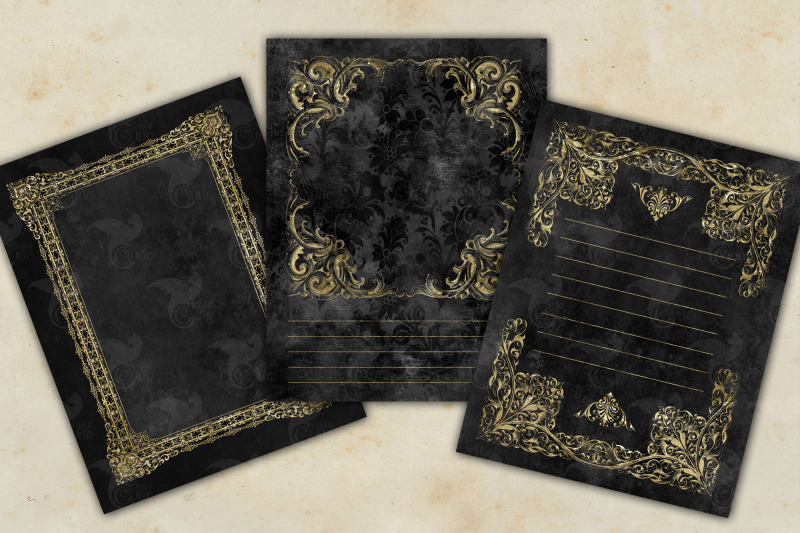 black-and-gold-frames-journal-paper