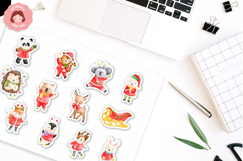 santa-animal-sticker-sheet-christmas-ornament-sticker