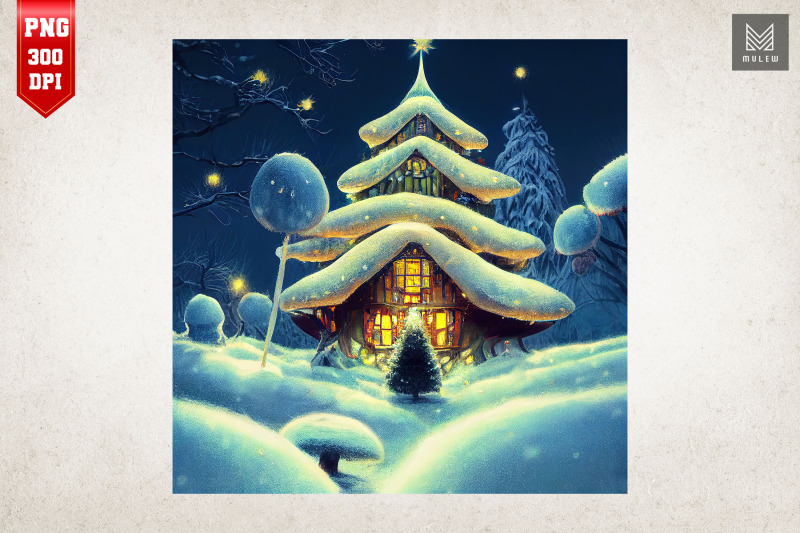 cute-mushroom-house-happy-christmas