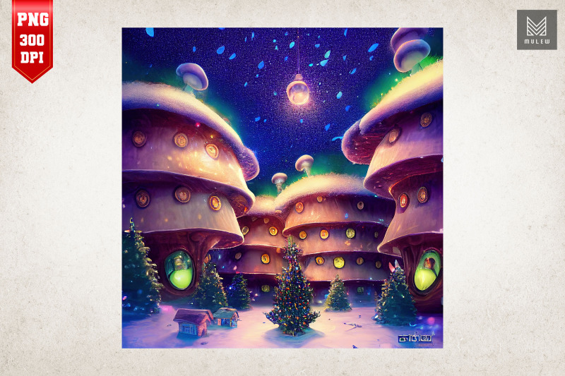 mushroom-houses-christmas-art