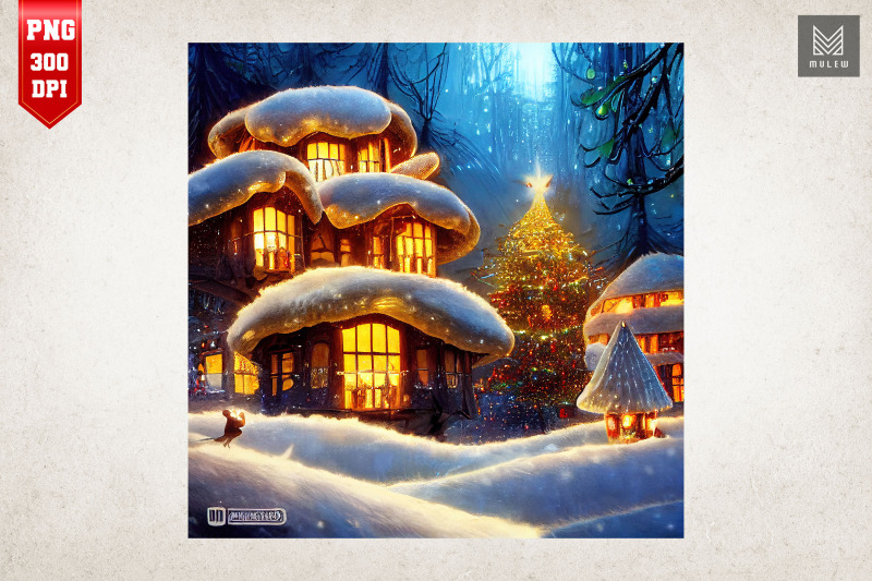 cozy-mushroom-house-christmas-night-4