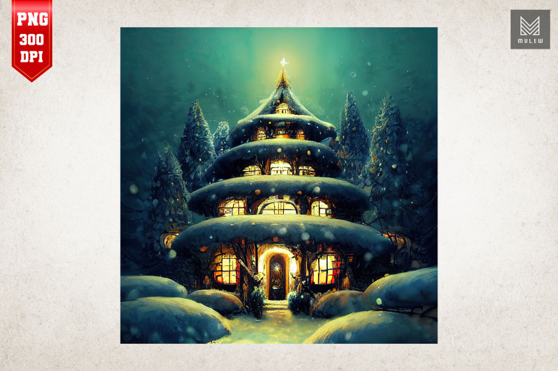 cozy-mushroom-house-christmas-night-5