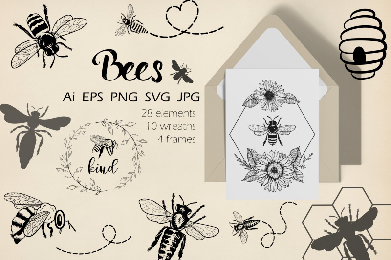 bees-line-art-bundle