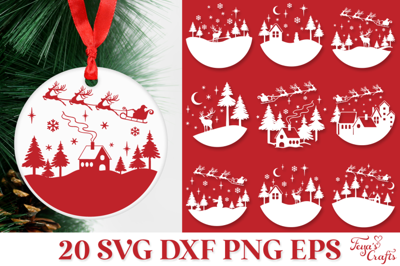 round-christmas-scene-ornaments-svg