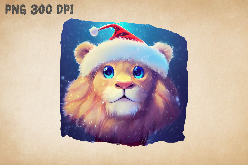 cute-lion-with-santa-hat-christmas