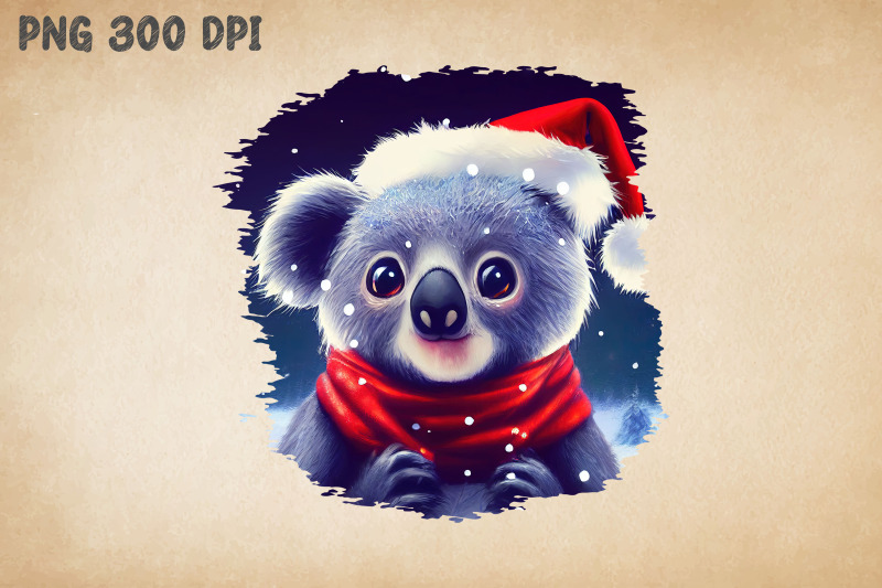 cute-koala-with-santa-hat-christmas