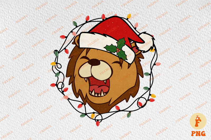 retro-christmas-happy-lion-zoo-animal