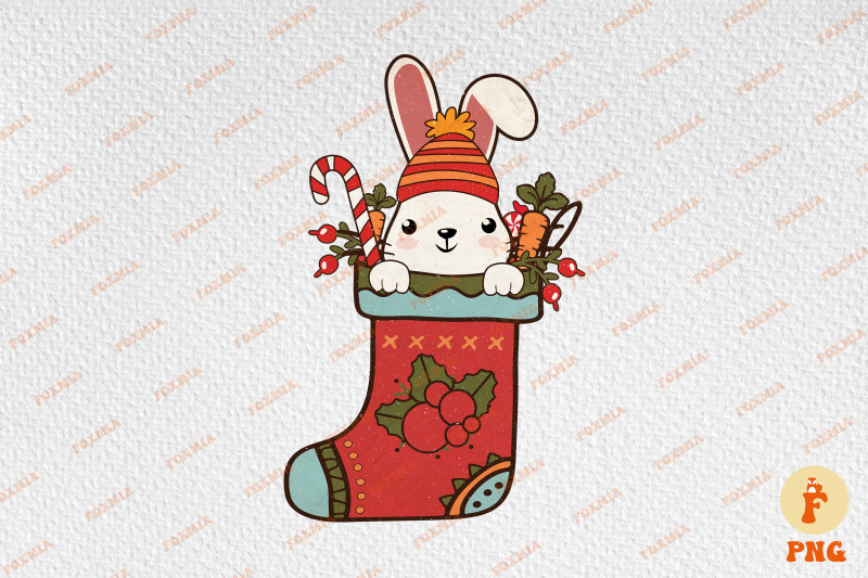 cute-bunny-retro-rabbit-happy-christmas