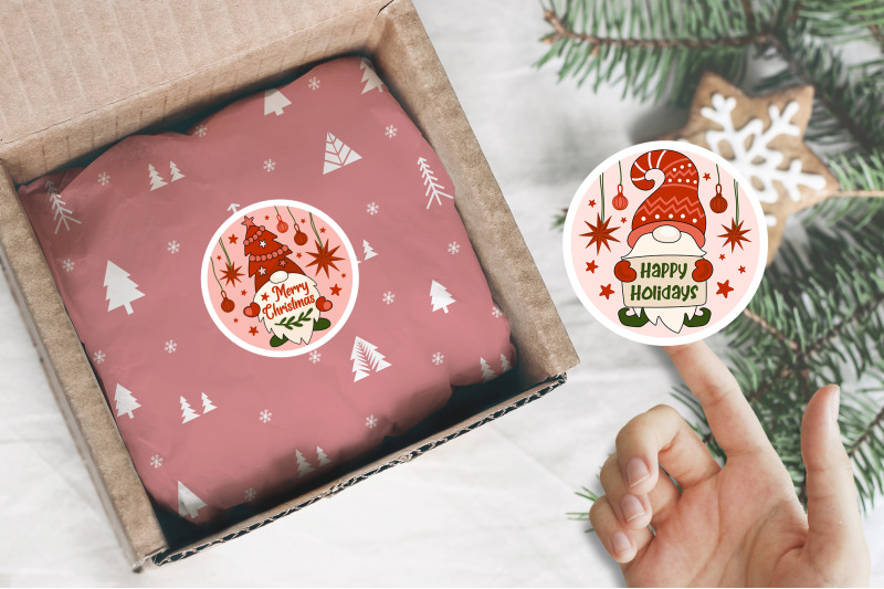 christmas-gnome-stickers-round-christmas-stickers-bundle