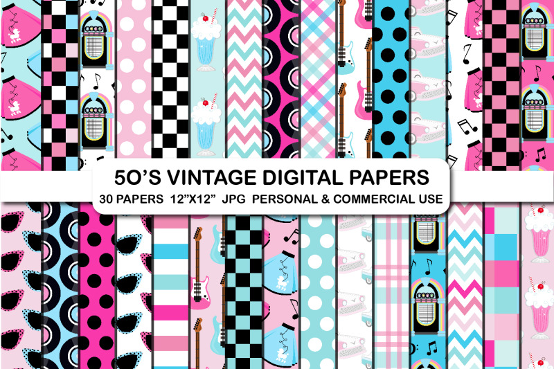 50s-vintage-digital-background-papers-sock-hop-party