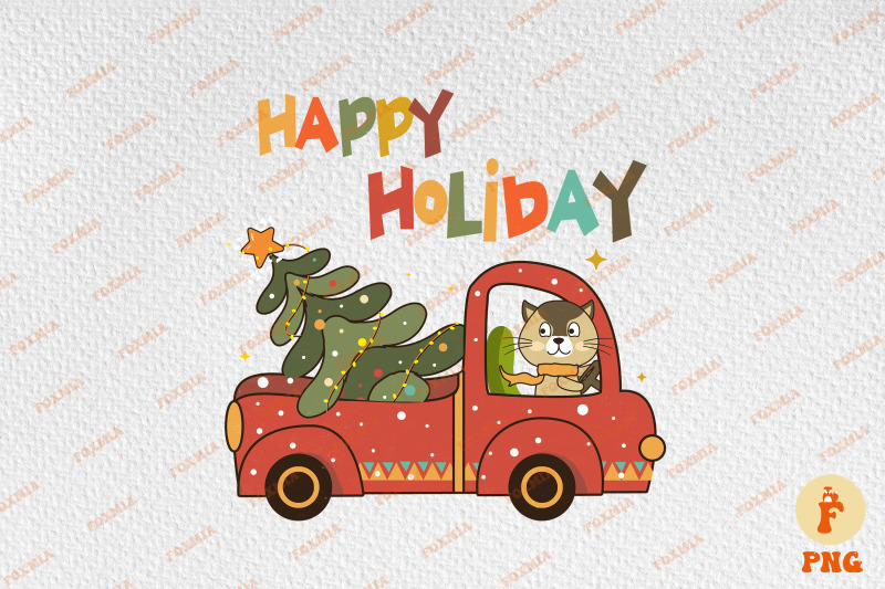 happy-holiday-cute-cat-drives-car-xmas