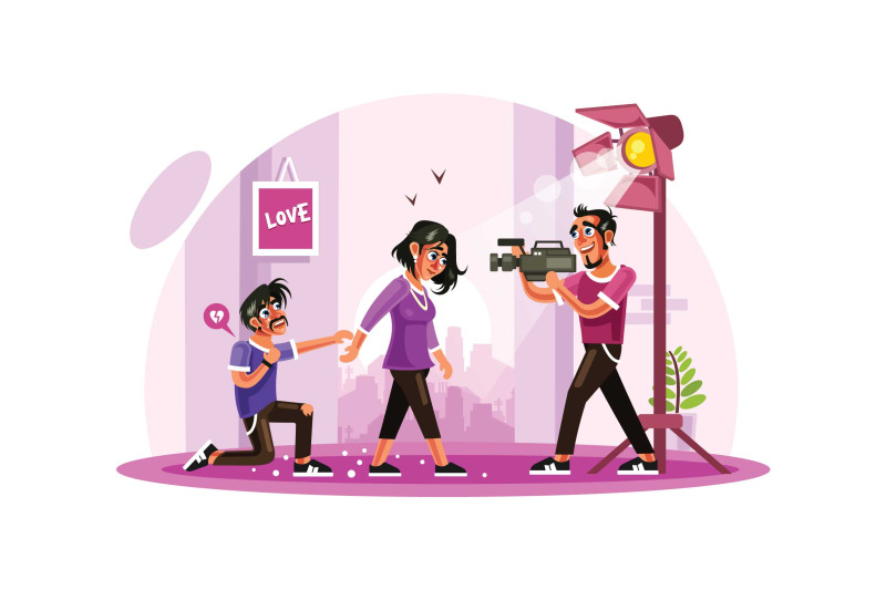 romance-movie-scene-vector-illustration