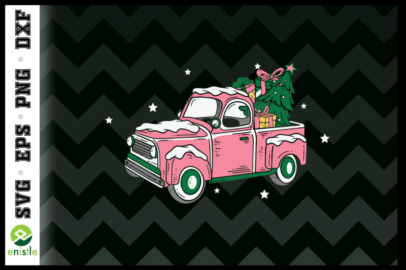 pink-christmas-truck-tree-and-gifts