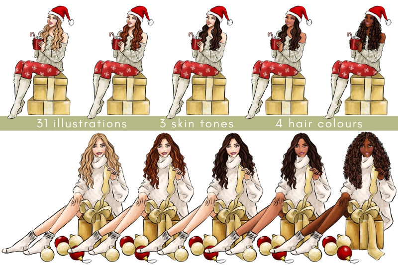christmas-girls-10-fashion-clipart-set