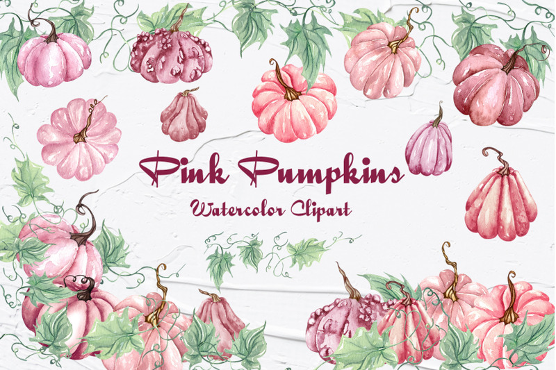 pink-pumpkins-watercolor-clipart