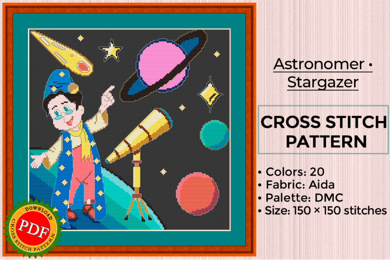 astronomer-cross-stitch-pattern-stargazer-astrologer