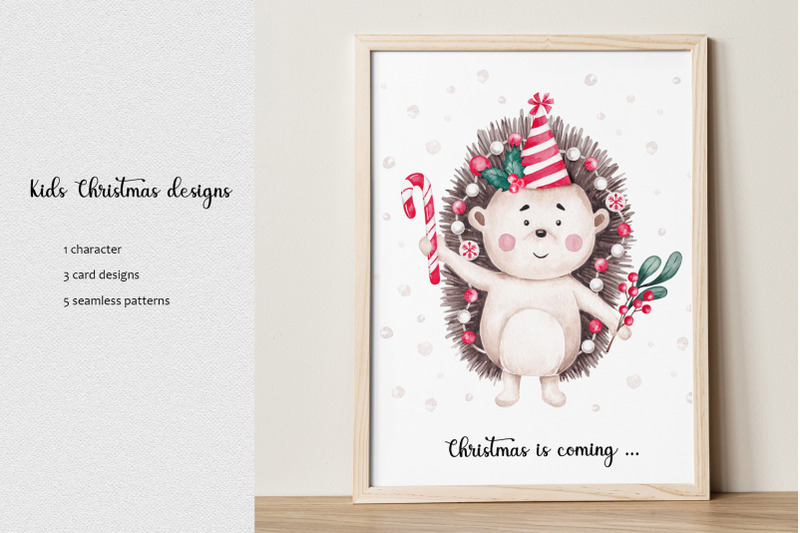 watercolor-set-christmas-hedgehog