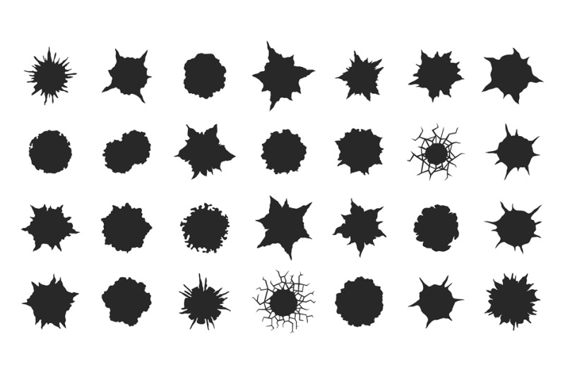 black-gunshot-holes-bullet-shot-damaged-elements-on-metallic-surface