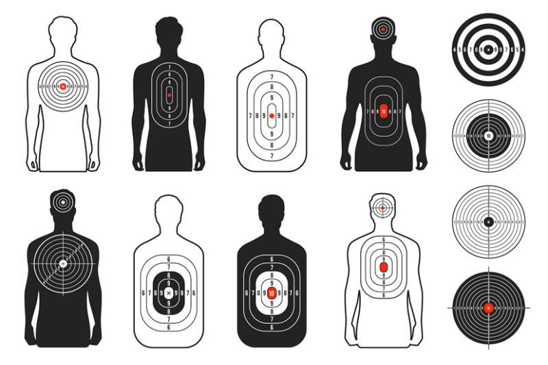 human-target-shoot-range-paper-with-man-silhouette-bullet-pistol-gun