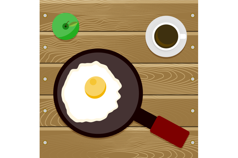 top-of-view-breakfast-fried-eggs-coffee-and-apple