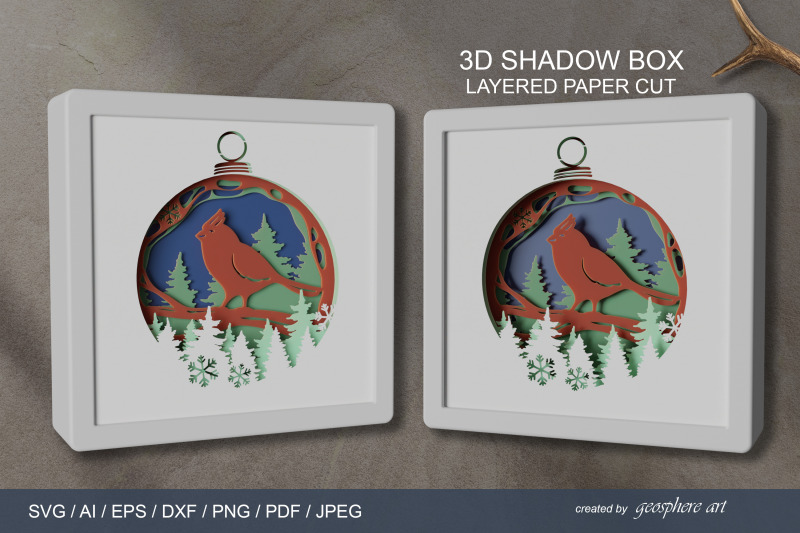 red-cardinal-3d-layered-papercut-svg-christmas-shadow-box