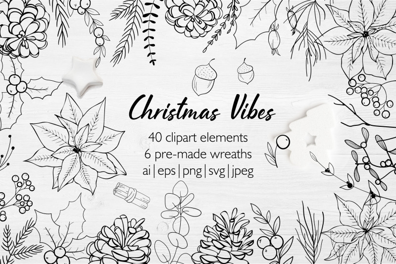 line-art-christmas-clipart-amp-wreaths