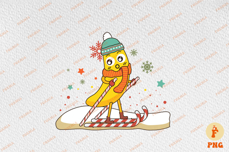 skiing-merry-skimas-funny-banana-xmas