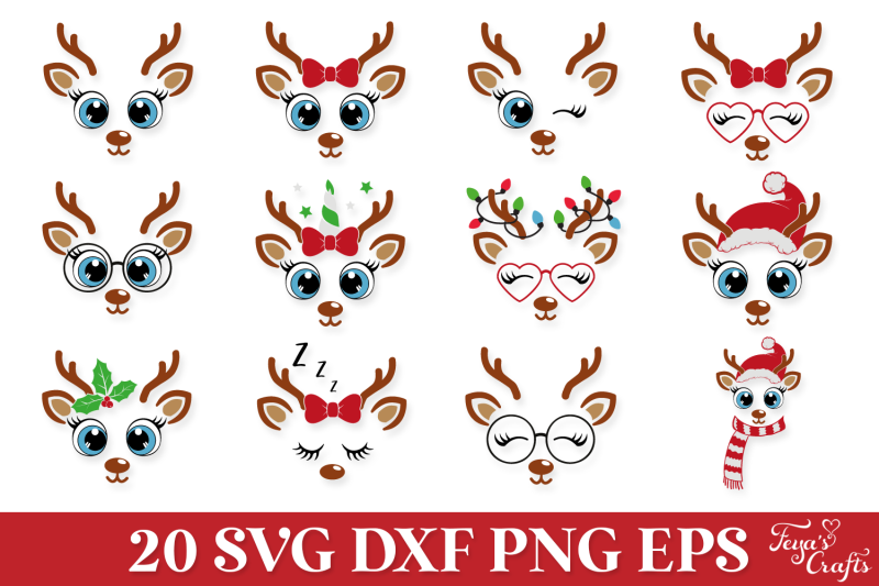 christmas-reindeer-faces-svg-pack