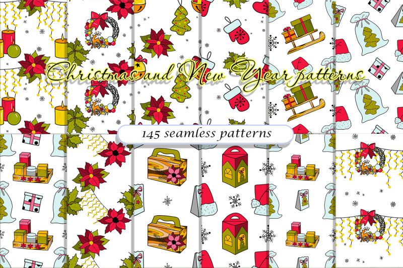 vector-christmas-and-new-year-patterns