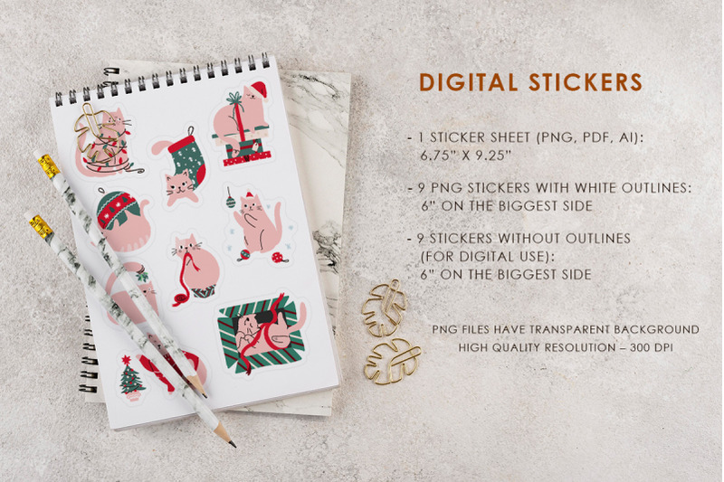 9-christmas-cats-stickers-printable-digital-stickers-bundle
