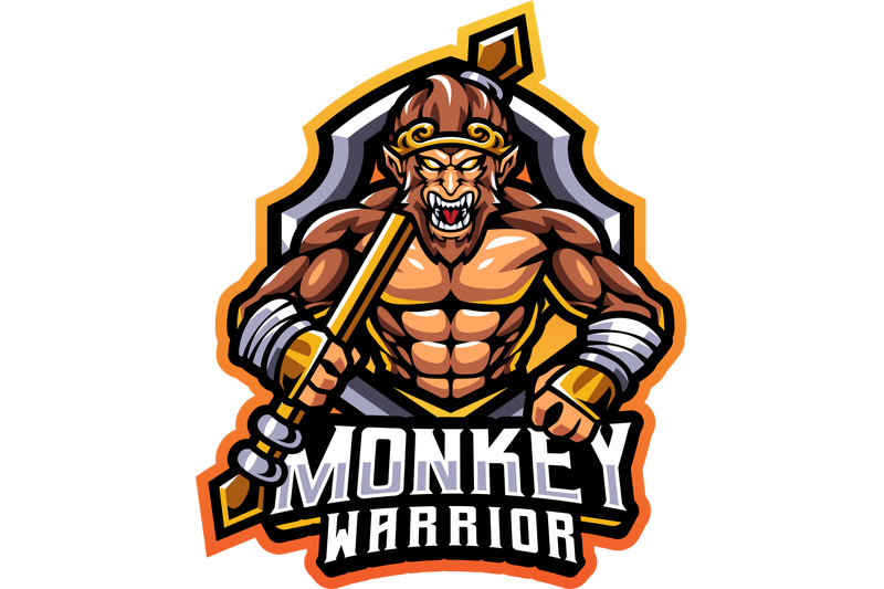 monkey-warrior-esport-mascot-logo-design